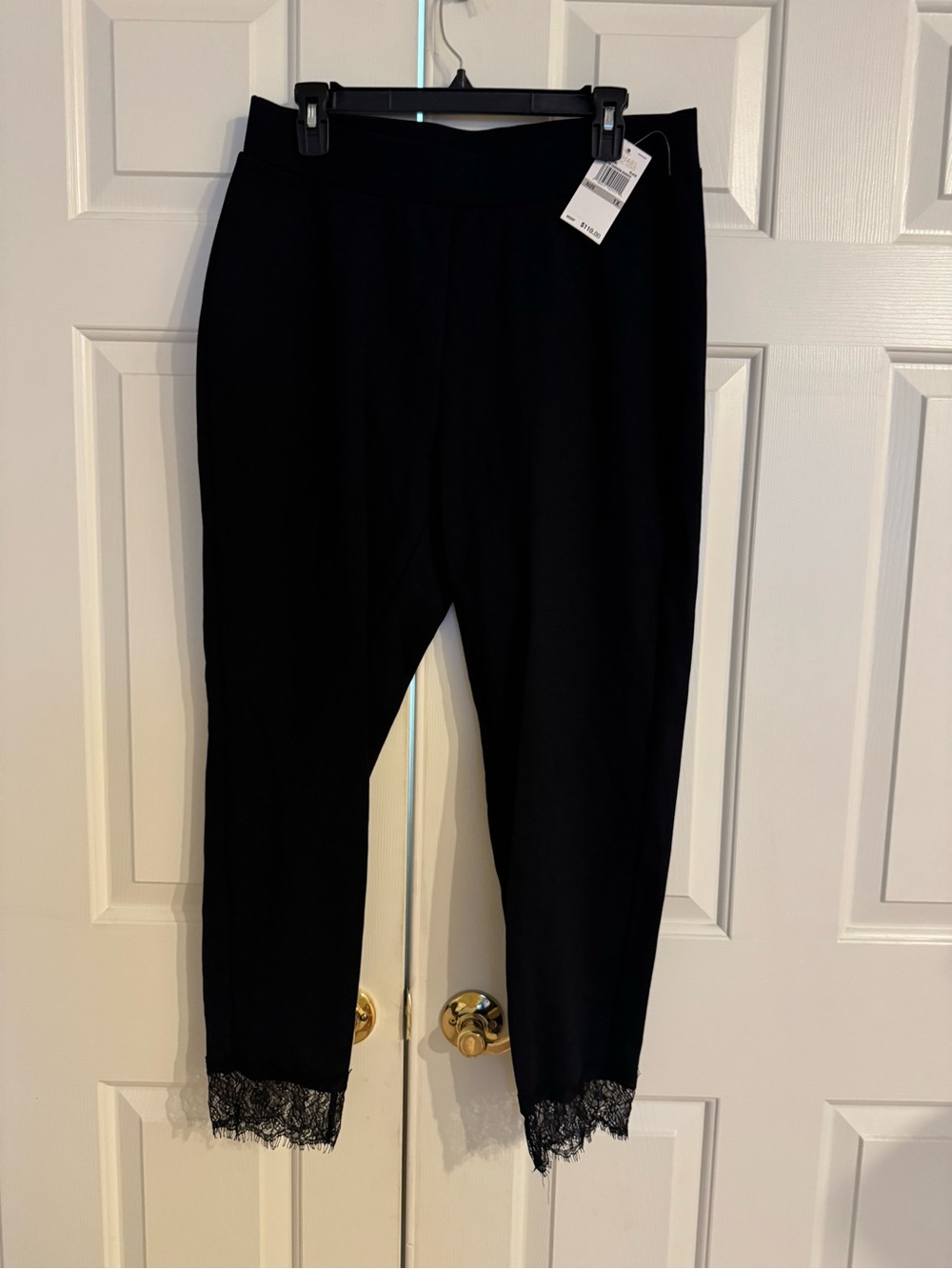 MICHAEL Michael Kors Black Cropped Lace-Hem Pants